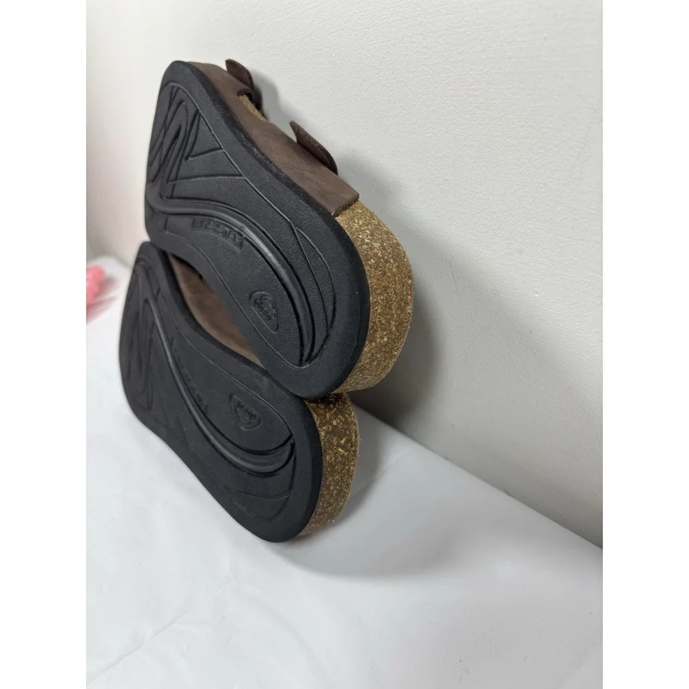Abeo Sandals Mens N 8 Double Strap Brown Leather Comfort Slide‎ Arch Support